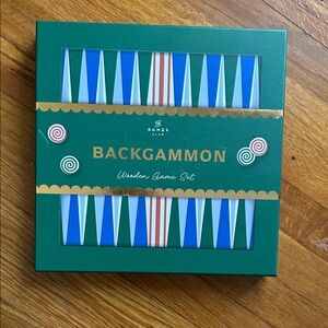 Backgammon Wooden Game Set - Green and Blue